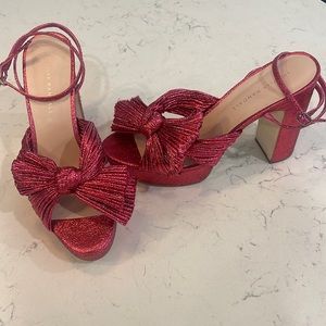 Loeffler Randall Hot Pink Pleated Bow Platform Heels